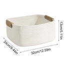 1-Piece White Cotton Rope Storage Basket with Handles