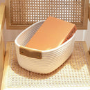 1-Piece White Cotton Rope Storage Basket with Handles