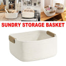 1-Piece White Cotton Rope Storage Basket with Handles