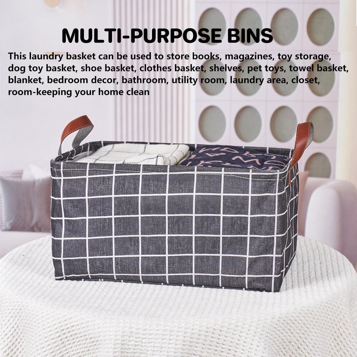2pcs Foldable Cotton Linen Storage Baskets Home Organizer Box Office Supplies - Fish