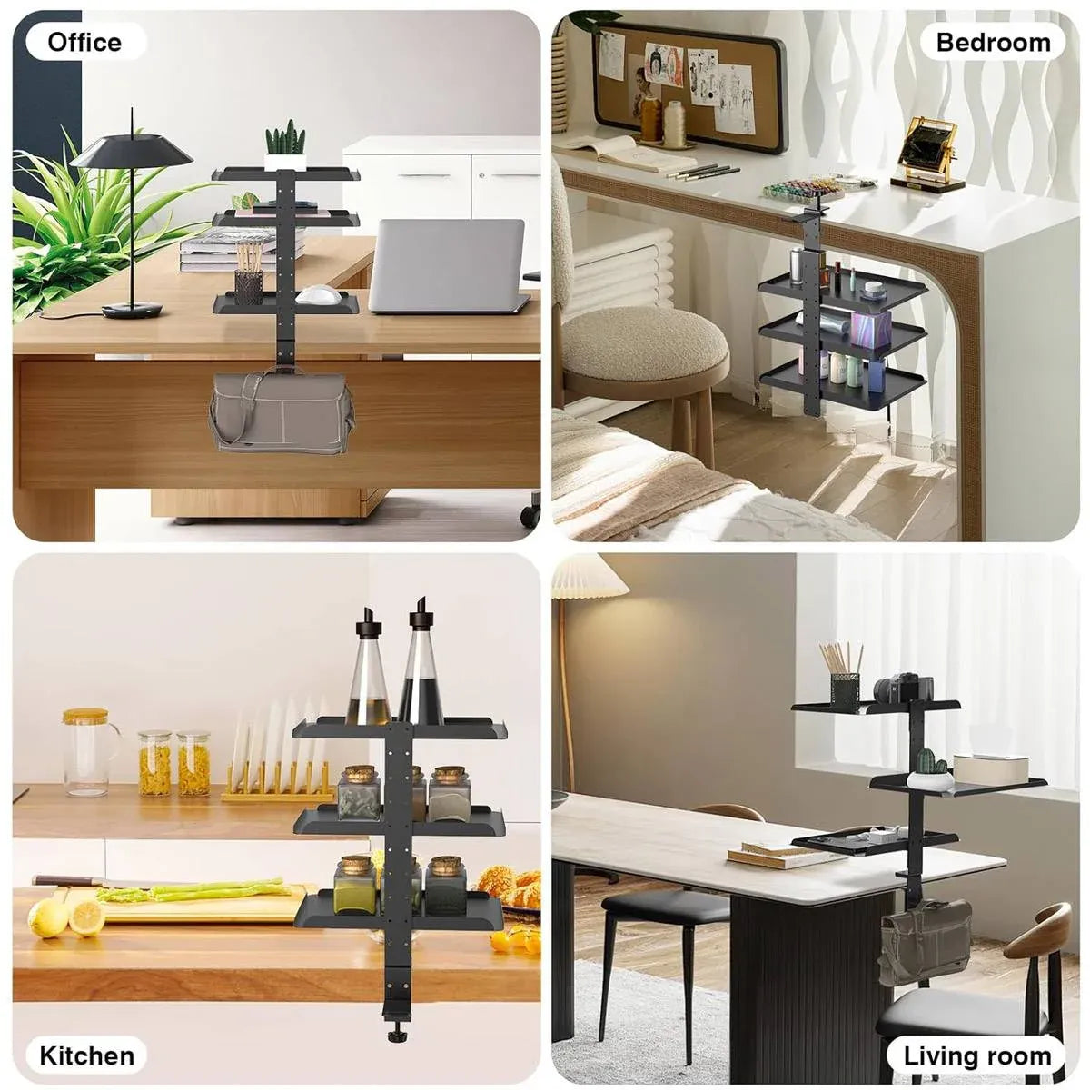3 Tier Multi Function Stable Side Table Shelf Desk Edge Home Office Space Saving