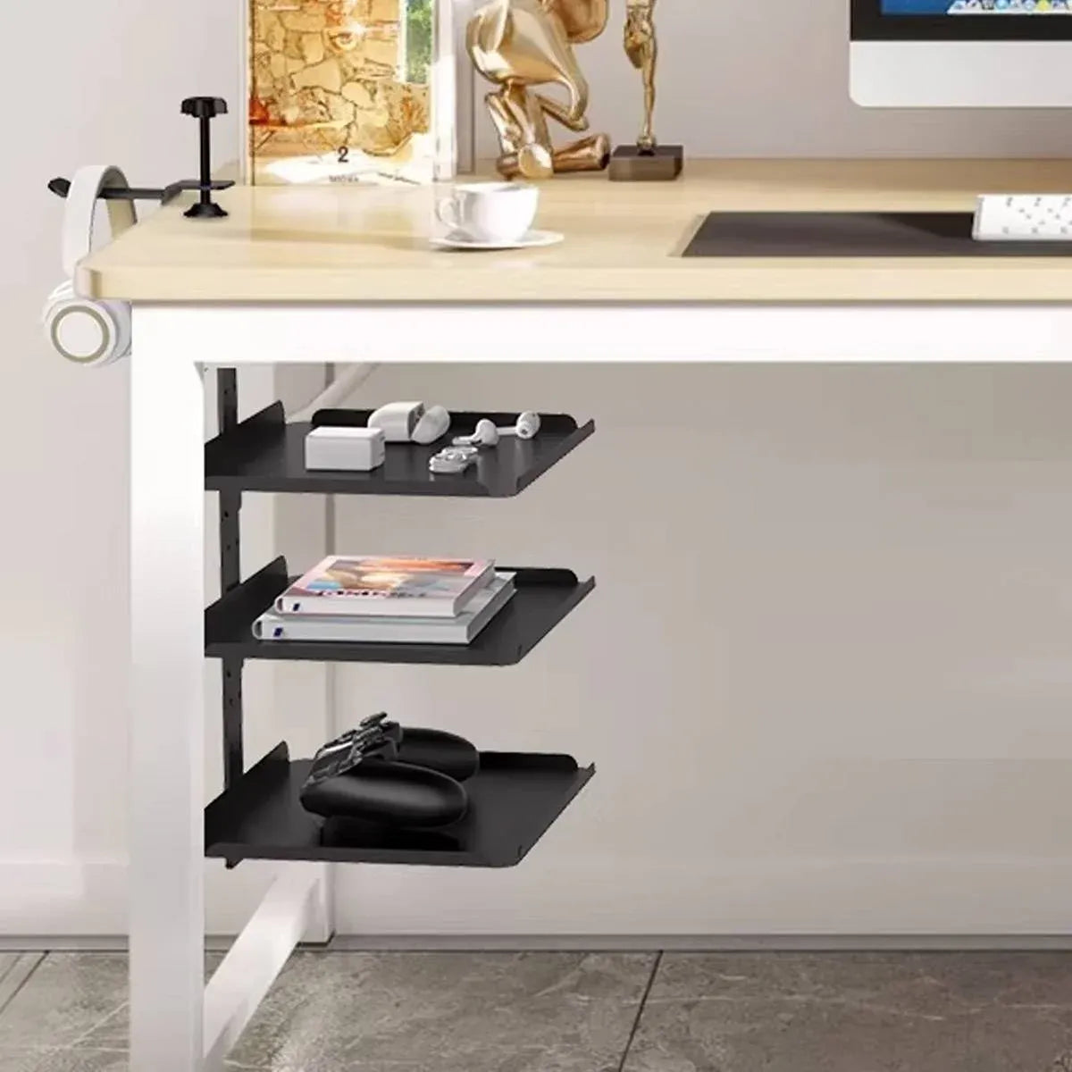 3 Tier Multi Function Stable Side Table Shelf Desk Edge Home Office Space Saving