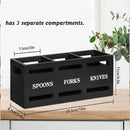 Black Three-Compartment Cutlery Organiser 25.5 x 8.7 x 11 cm - 1 Piece