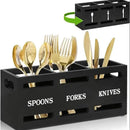 Black Three-Compartment Cutlery Organiser 25.5 x 8.7 x 11 cm - 1 Piece