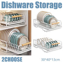 Pull Out Storage Rack Kitchen Dish Bowl Organiser Carbon Steel 40 x 30 x 13cm - Bowl Rack