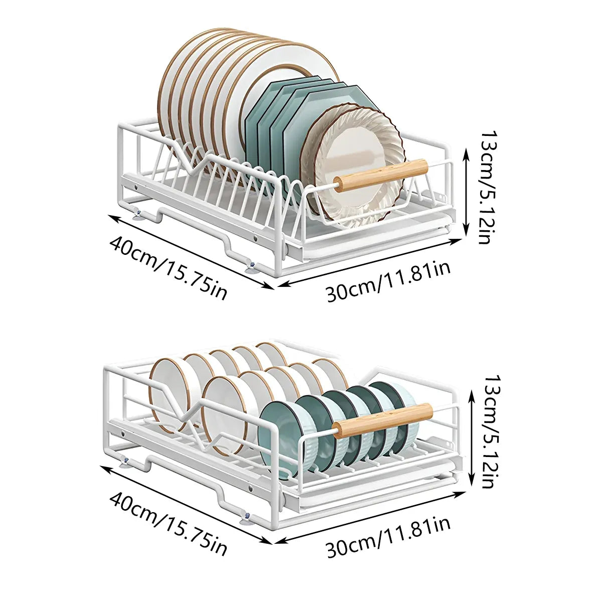 Pull Out Storage Rack Kitchen Dish Bowl Organiser Carbon Steel 40 x 30 x 13cm - Bowl Rack