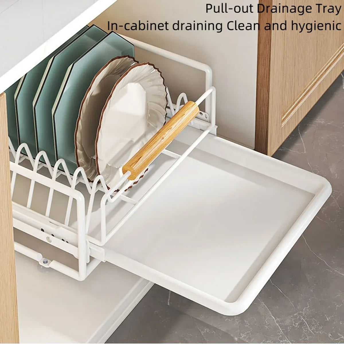 Pull Out Storage Rack Kitchen Dish Bowl Organiser Carbon Steel 40 x 30 x 13cm - Bowl Rack