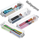 3PCS Clear Plastic Desktop Storage Box 2 Layer Holder DIY Stationery Pencil Case - Green