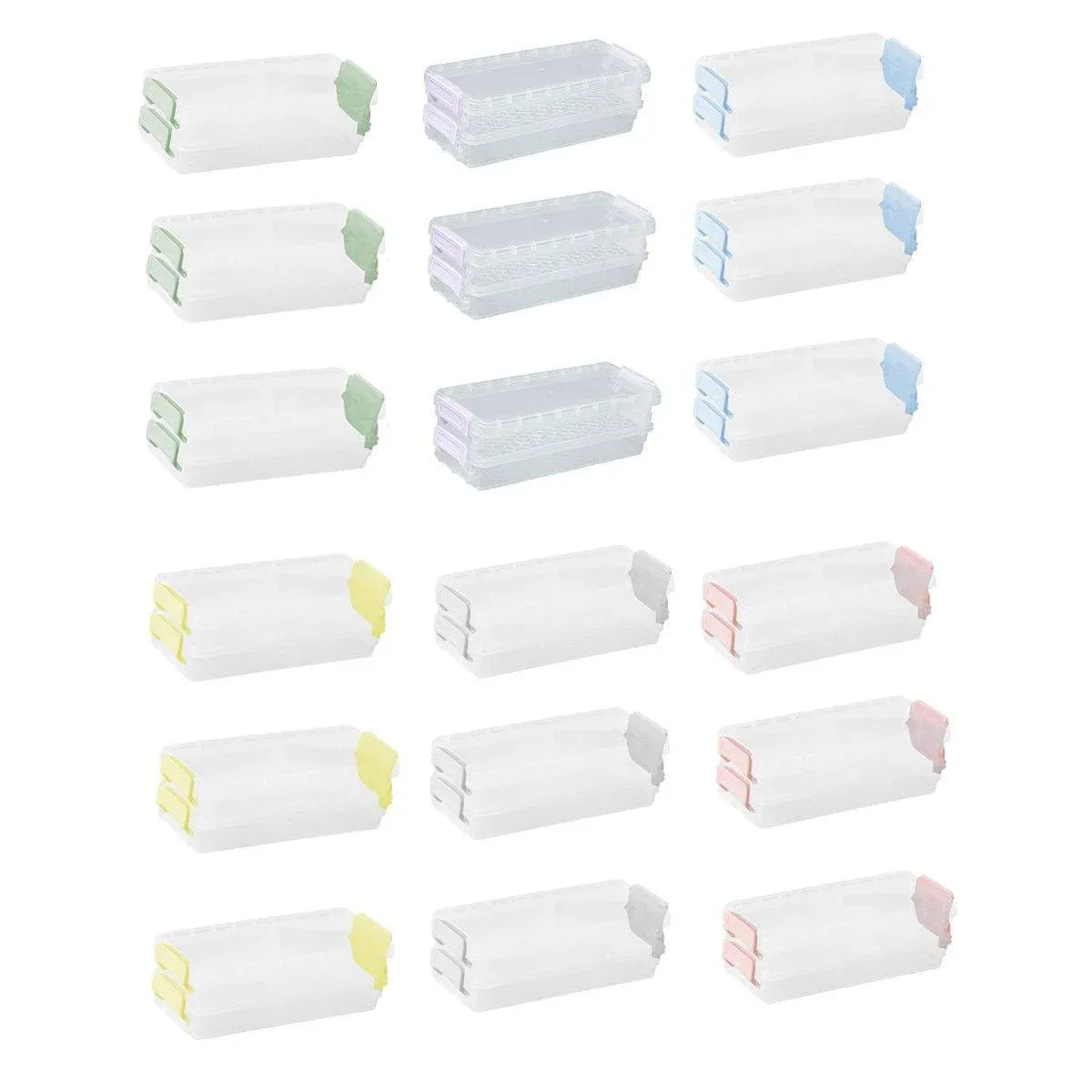 3PCS Clear Plastic Desktop Storage Box 2 Layer Holder DIY Stationery Pencil Case - Grey