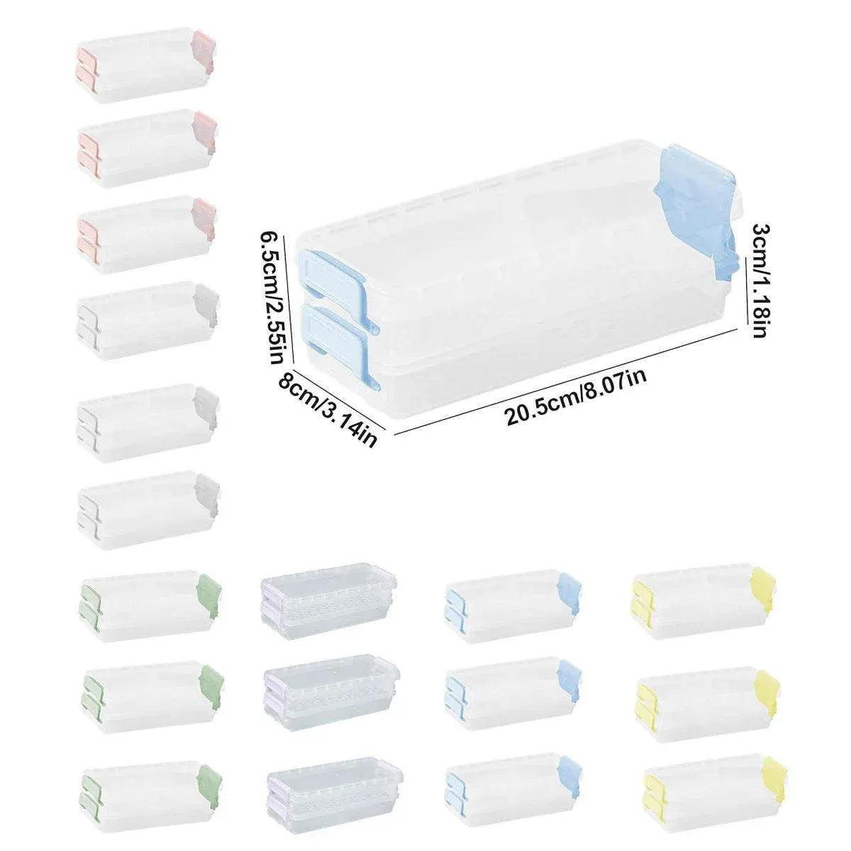 3PCS Clear Plastic Desktop Storage Box 2 Layer Holder DIY Stationery Pencil Case - Grey