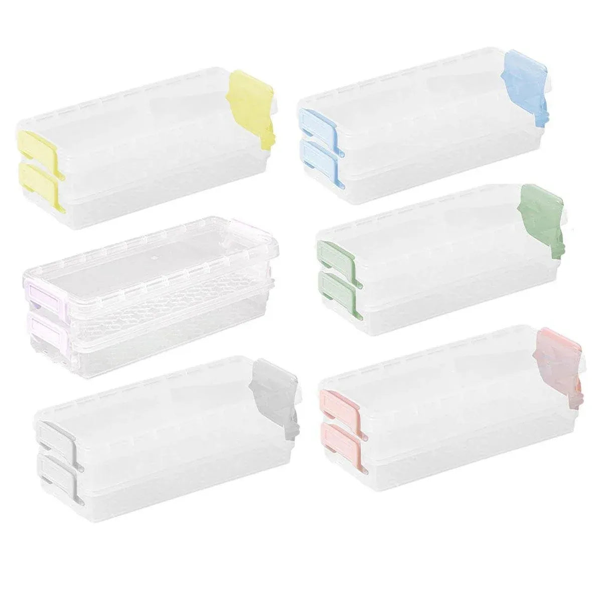 3PCS Clear Plastic Desktop Storage Box 2 Layer Holder DIY Stationery Pencil Case - Grey