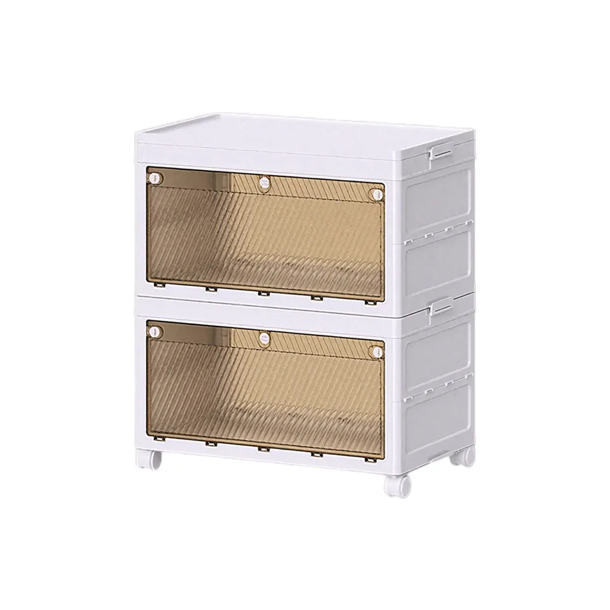 Foldable Storage Cabinet Space Saving Sturdy for Home Bedroom Living Room - 2 Tier