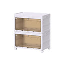 Foldable Storage Cabinet Space Saving Sturdy for Home Bedroom Living Room - 2 Tier