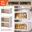 Foldable Storage Cabinet Space Saving Sturdy for Home Bedroom Living Room - 2 Tier