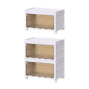 Foldable Storage Cabinet Space Saving Sturdy for Home Bedroom Living Room - 2 Tier