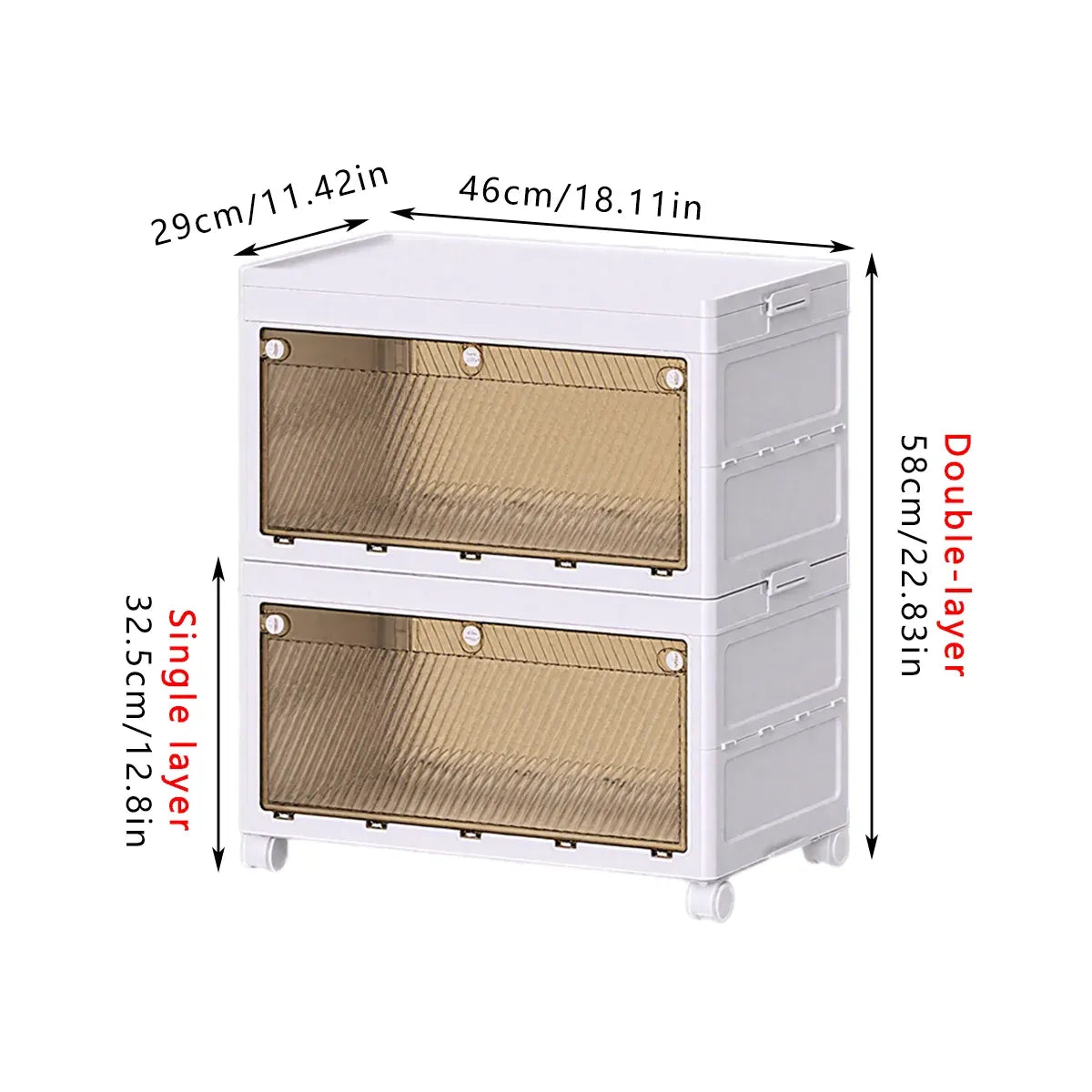 Foldable Storage Cabinet Space Saving Sturdy for Home Bedroom Living Room - 2 Tier