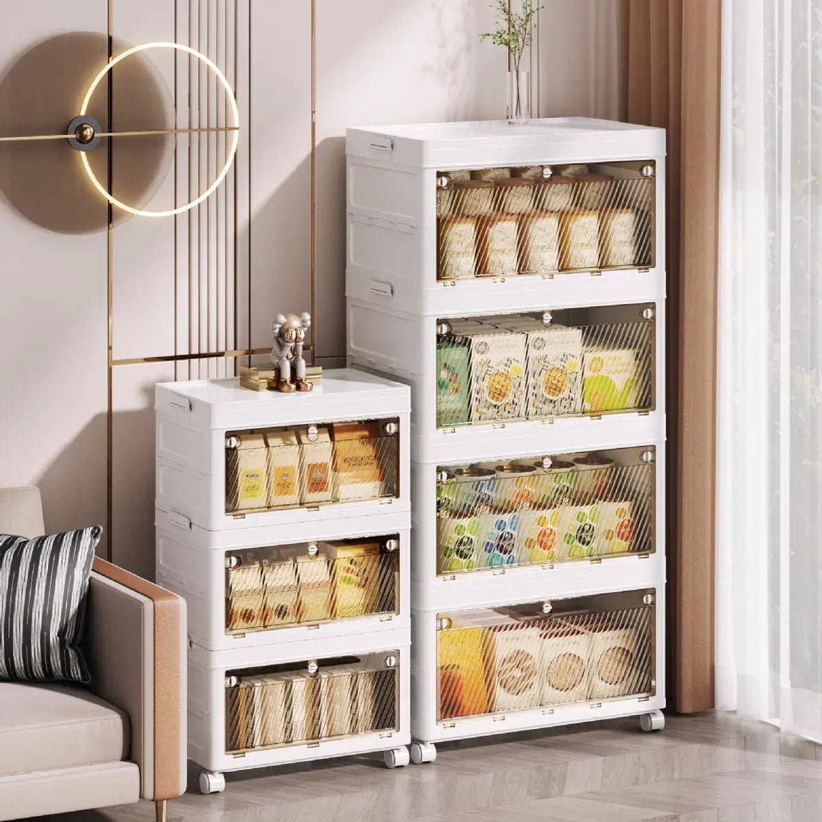 Foldable Storage Cabinet Space Saving Sturdy for Home Bedroom Living Room - 2 Tier