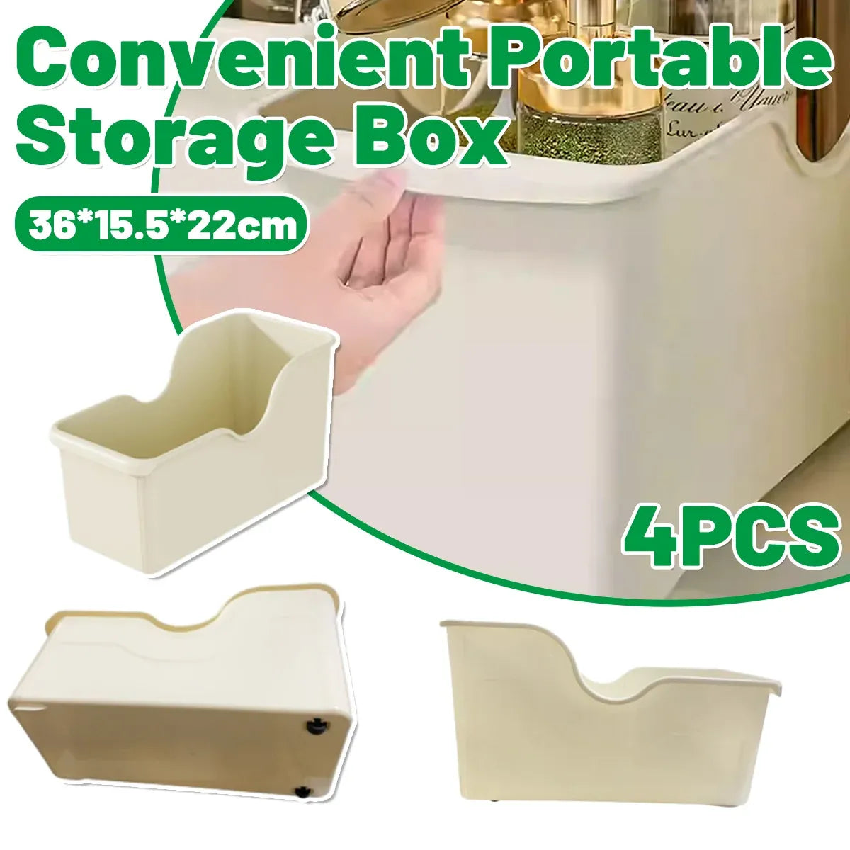 4PCS Wheeled Kitchen Storage Box Large Capacity for Pots Spice Bottles