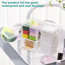 Clear Plastic Makeup Organizer Cotton Swab Storage Holder Compartment Vanity Box
