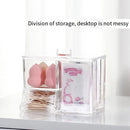 Clear Plastic Makeup Organizer Cotton Swab Storage Holder Compartment Vanity Box