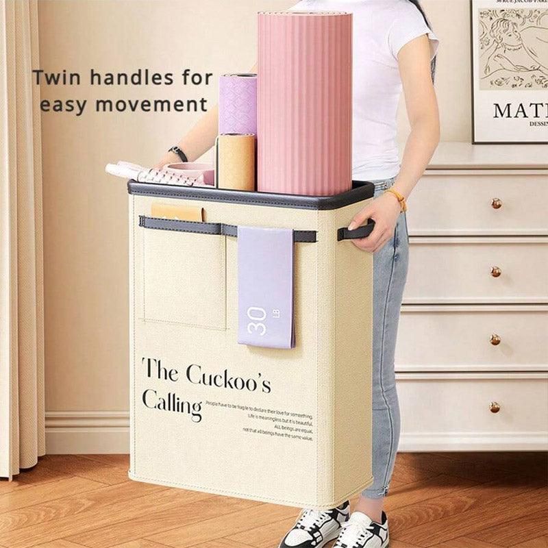 Yoga Mat Storage Box Home Sports Equipment Organiser Basket for Yoga Accessories - Beige