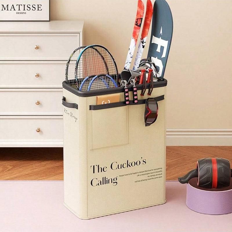 Yoga Mat Storage Box Home Sports Equipment Organiser Basket for Yoga Accessories - Beige