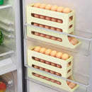 Automatic Scrolling Egg Holder 2/4-Tier Storage Box Container for Refrigerator - Cream (4-Tier)