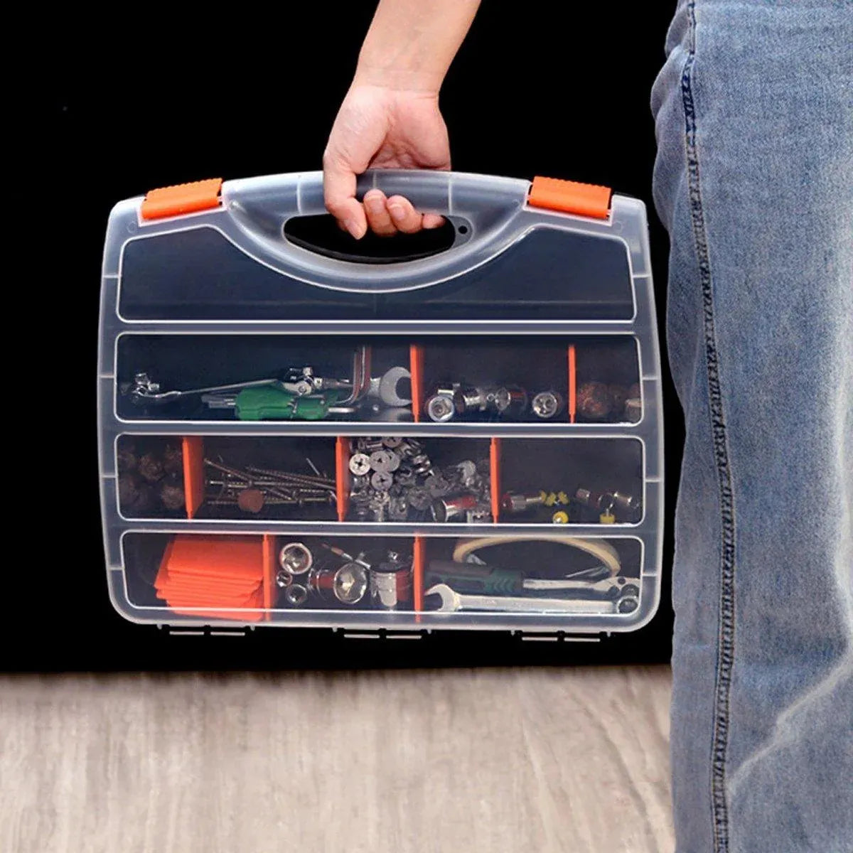 Clear Plastic Storage Box Multi Compartment Organizer for Small Parts Beads - F-156