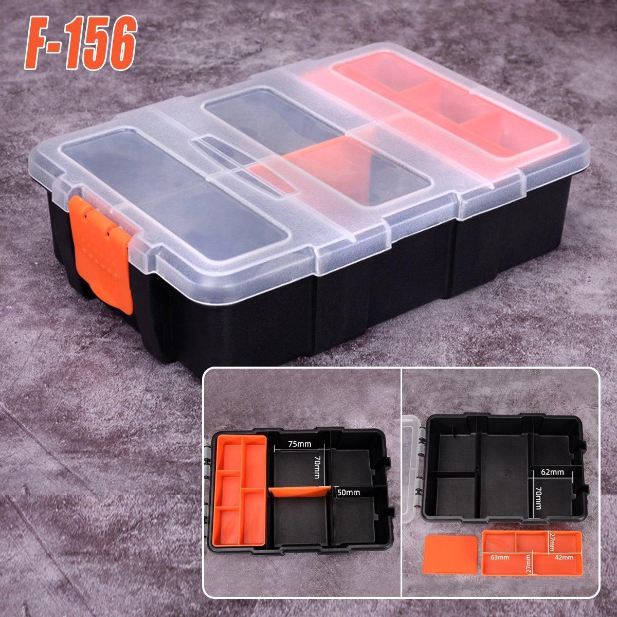Clear Plastic Storage Box Multi Compartment Organizer for Small Parts Beads - F-156