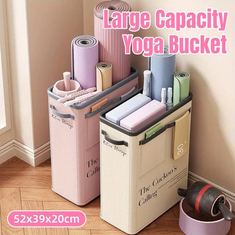 Yoga Mat Storage Box Home Sports Equipment Organiser Basket for Yoga Accessories - Pink