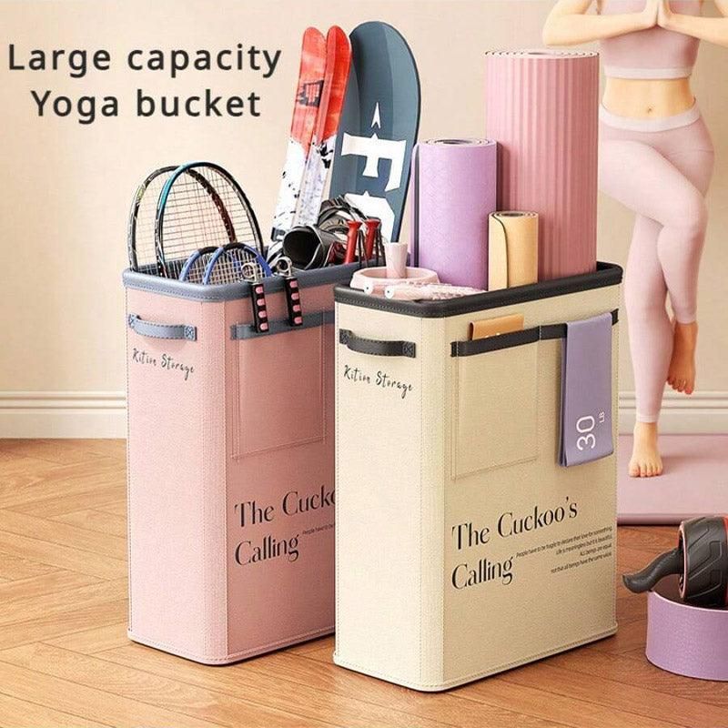 Yoga Mat Storage Box Home Sports Equipment Organiser Basket for Yoga Accessories - Pink