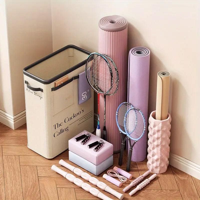 Yoga Mat Storage Box Home Sports Equipment Organiser Basket for Yoga Accessories - Pink