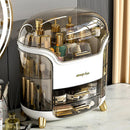 Large Capacity Cosmetic Storage Box Dustproof Organizer for Desktop Vanity Shelf - White