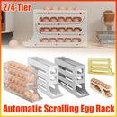 Automatic Scrolling Egg Holder 2/4-Tier Storage Box Container for Refrigerator - White (4-Tier)