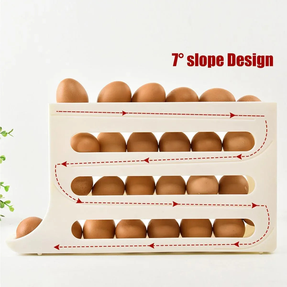 Automatic Scrolling Egg Holder 2/4-Tier Storage Box Container for Refrigerator - White (4-Tier)