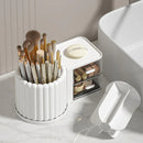 Rotating Cosmetic Pen Holder Dustproof Waterproof Storage Box Sanitary Organizer - White
