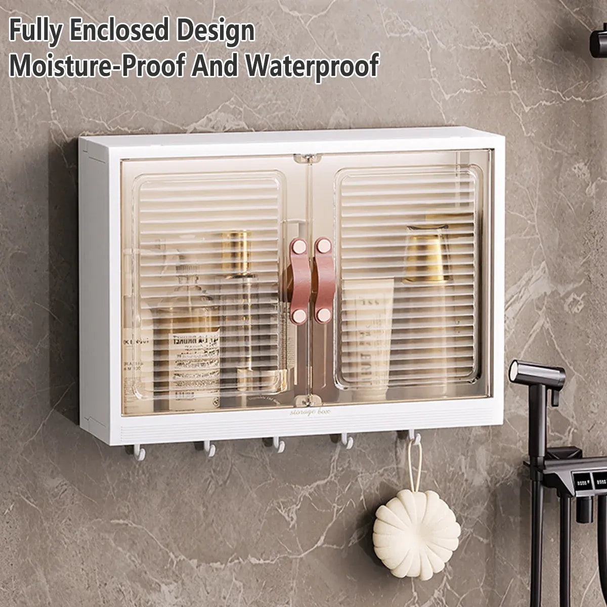 Bathroom Wall Mounted Storage Box Transparent Cabinet Rack Organizer Toiletries