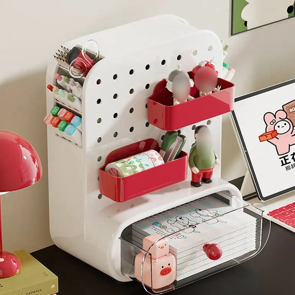 Drawer Pegboard Desktop Storage Box Space Saving for Office Home