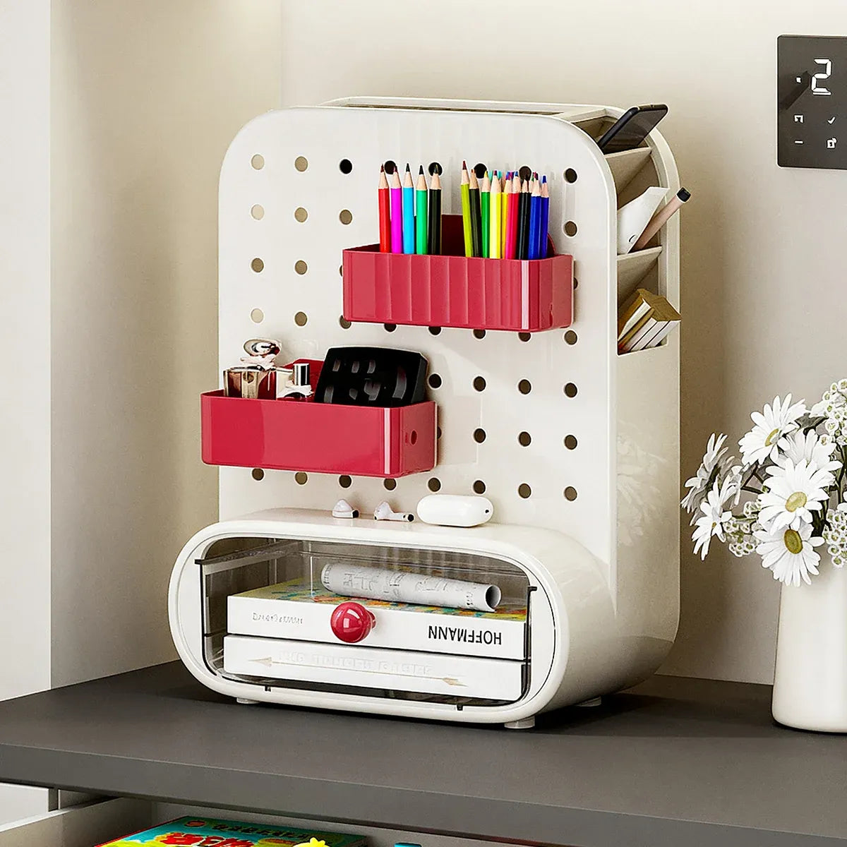 Drawer Pegboard Desktop Storage Box Space Saving for Office Home