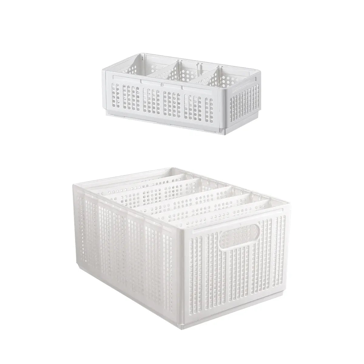 Collapsible Storage Basket with Layered Dividers Durable Plastic Foldable - XL