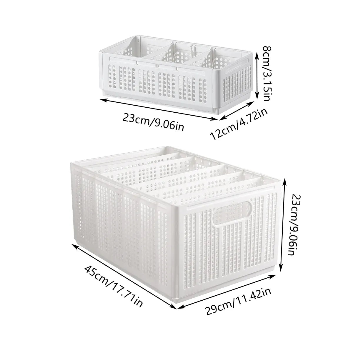 Collapsible Storage Basket with Layered Dividers Durable Plastic Foldable - XL