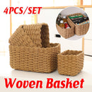 4-Piece Brown Woven Storage Basket Set
