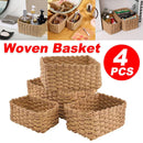 4-Piece Brown Woven Storage Basket Set