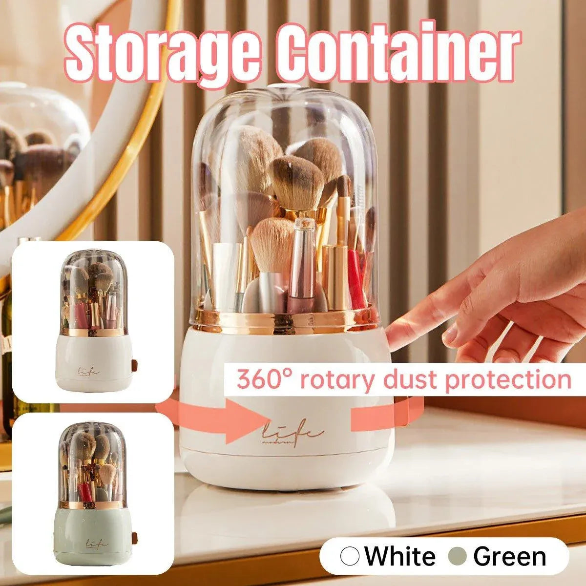 Luxury Cosmetic Brush Box Dustproof Makeup Storage Box for Lipstick Eyebrow Pen - Green