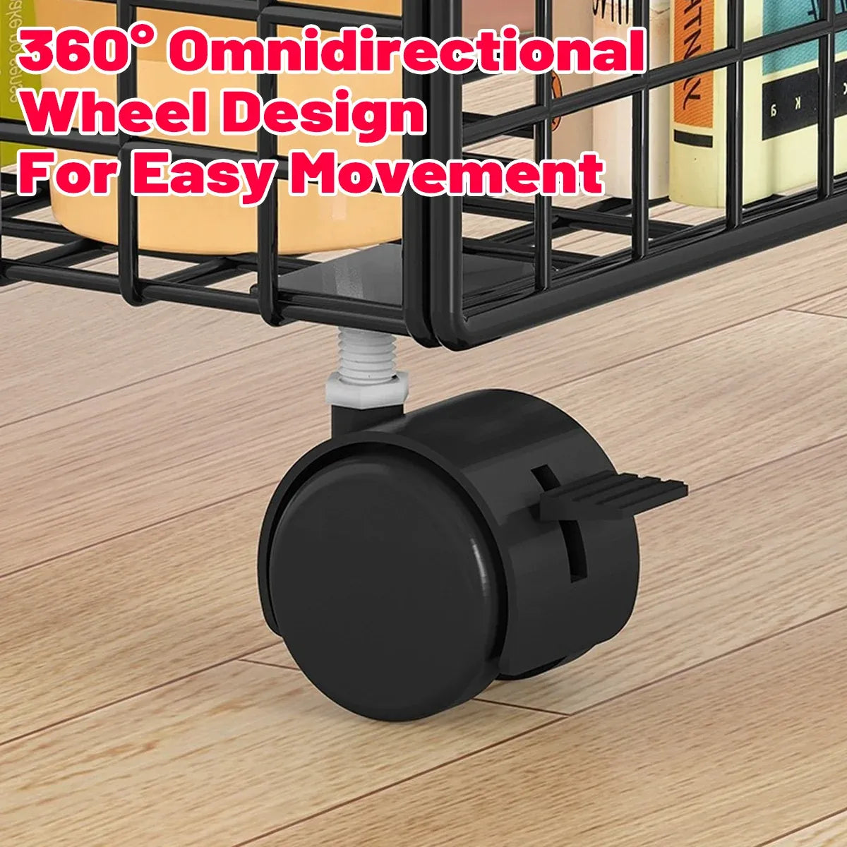 Under-Table Movable Storage Rack with Wheels for Office Home Kitchen Durable