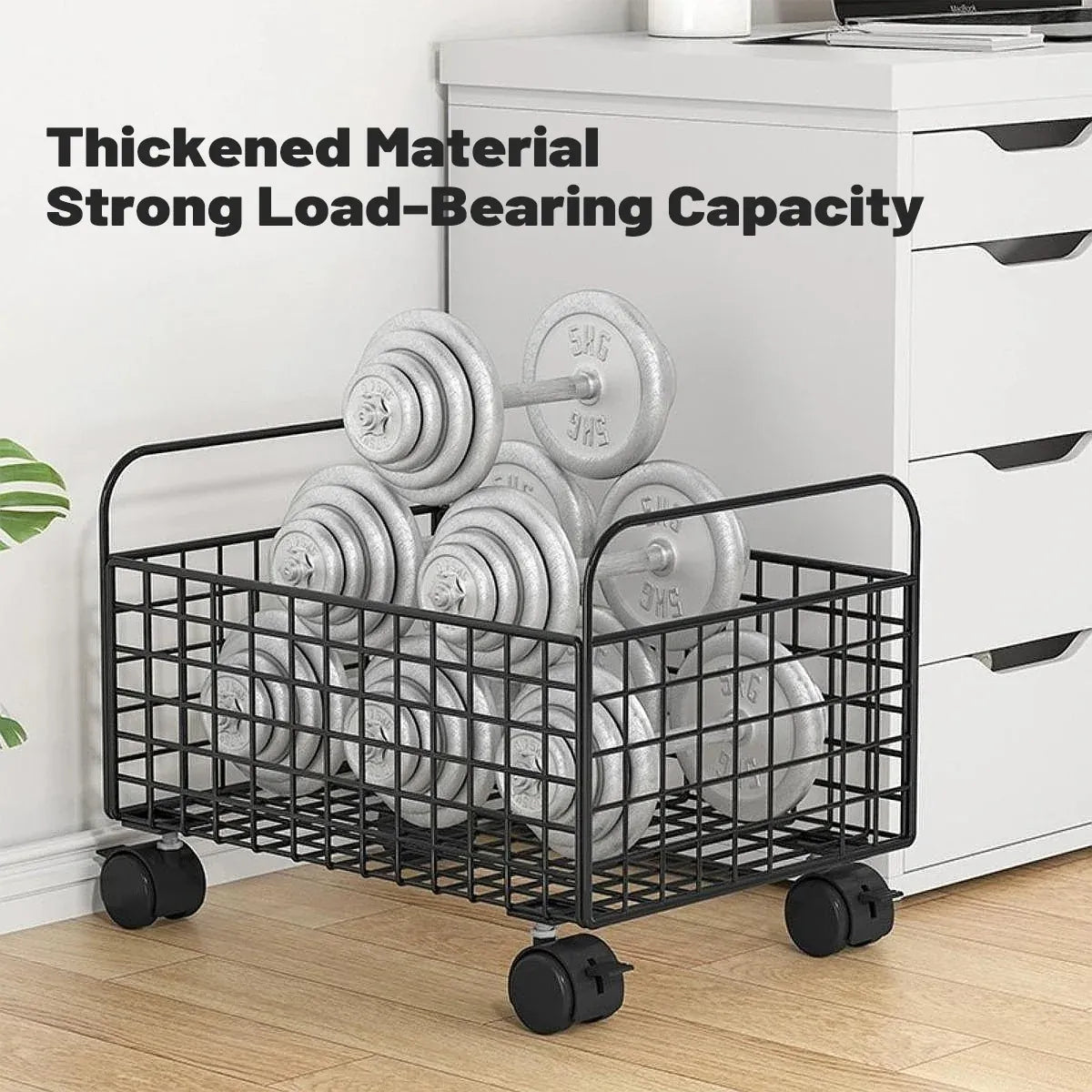 Under-Table Movable Storage Rack with Wheels for Office Home Kitchen Durable