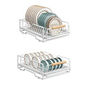 Pull Out Storage Rack Kitchen Dish Bowl Organiser Carbon Steel 40 x 30 x 13cm - Dish Rack