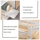 Pull Out Storage Rack Kitchen Dish Bowl Organiser Carbon Steel 40 x 30 x 13cm - Dish Rack