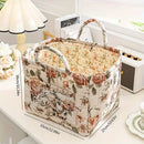 Portable Fabric Storage Basket Korean Pastoral Style Organizer for Home Sundries - Floral2