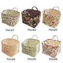 Portable Fabric Storage Basket Korean Pastoral Style Organizer for Home Sundries - Floral2